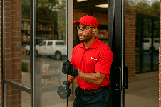 Tecnico moviendo cristal